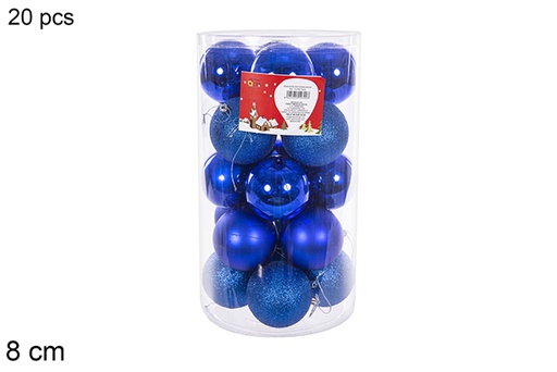[112799] 20 bolas azuis brilhantes/foscas  cilindro 8cm