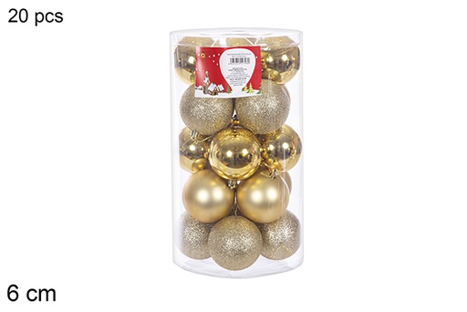 [112800] Pack 20 bolas oro brillo/mate cilindro 6 cm