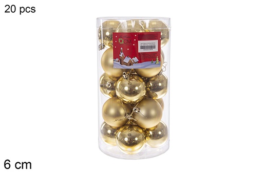 [112800] Pack 20 shiny/matte gold bauble cylinder 6 cm