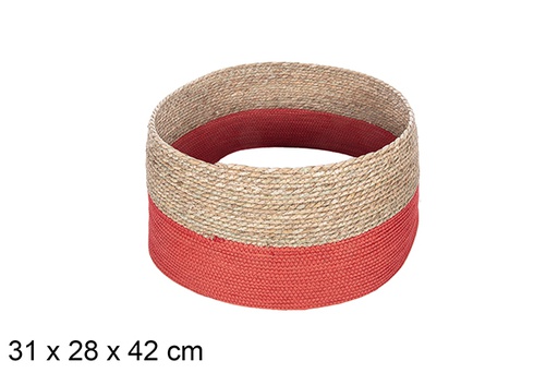 [114158] Seagrass Christmas tree base-red paper rope 31x28 cm