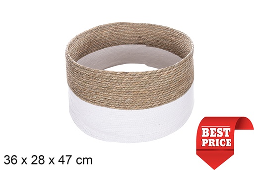 [114161] Base sapin Noël en jonc de mer-corde de papier blanc 36x28 cm