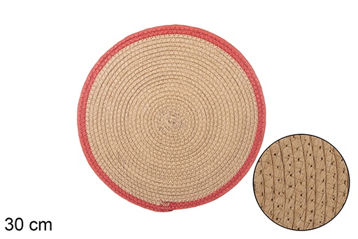 [114168] Natural/red paper rope trivet 30 cm