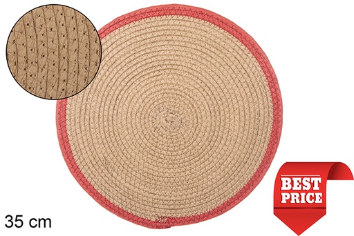 [114172] Natural/red paper rope trivet 35 cm