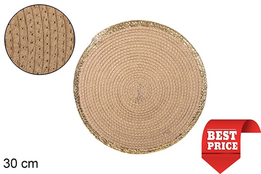 [114180] Natural/gold paper rope trivet 30 cm