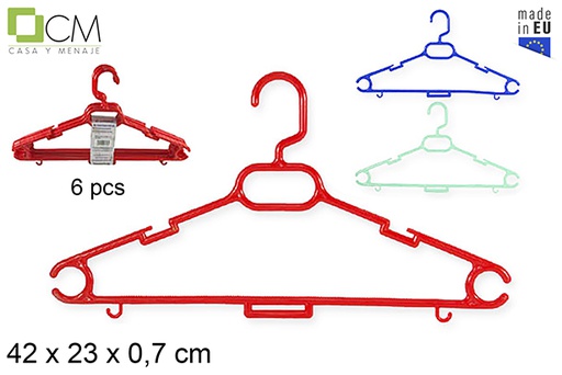 [103050] Pack 6 super perchas plástico colores surtidos
