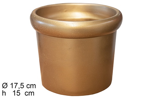 [112997] Golden cement planter with rim 17,5x15 cm