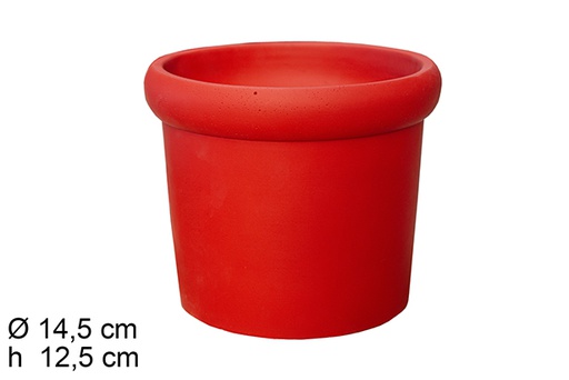 [112998] Red cement planter with rim 14,5x12,5 cm