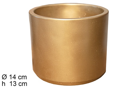 [113021] Cylindrical cement gold flower pot 14x13 cm