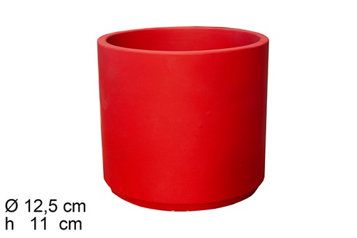 [113022] Cylindrical cement red flower pot 12,5x11 cm