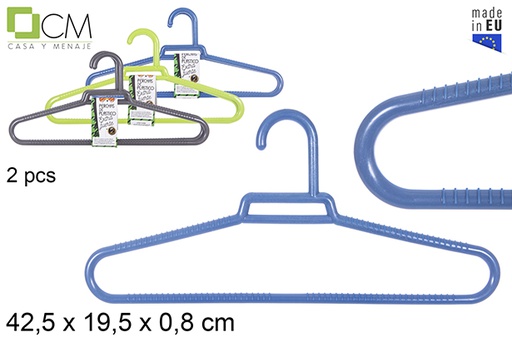 [112131] Pack 2 perchas de plástico extra fuertes colores surtidos