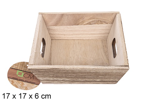 [111693] Caja madera cuadrada vintage 17 cm
