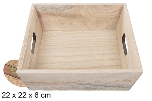 [111696] Caja madera natural 22x22x6 cm