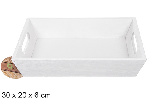 [111702] Caixa de madeira branca 30x20x6 cm