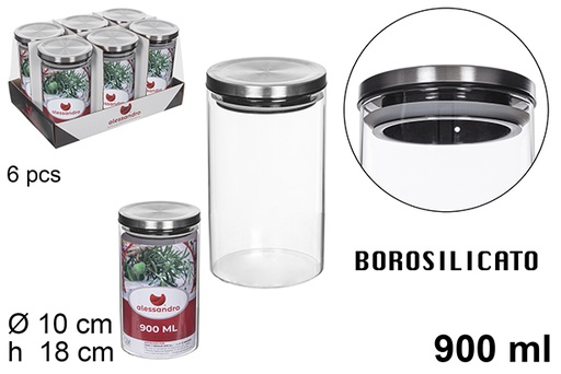 [112195] Bote borosilicato tapa acero 900 ml