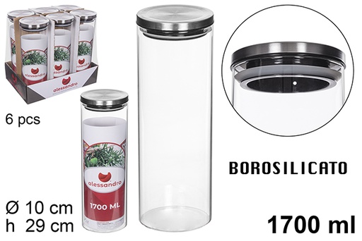 [112197] Pot en borosilicate couvercle acier 1.700 ml