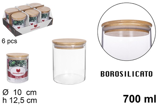 [112198] Barattolo in borosilicato con coperchio in bambù 700 ml