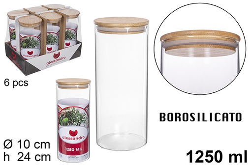 [112200] Pot en borosilicate avec couvercle en bambou 1250 ml