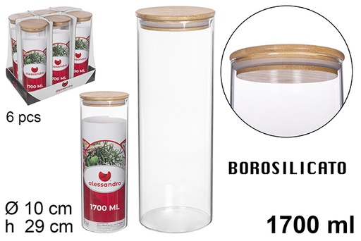 [112201] Pot en borosilicate avec couvercle en bambou 1.700 ml