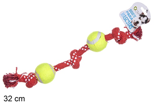 [111752] Juguete mascota cuerda con 2 pelotas 32 cm