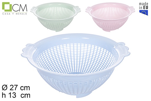 [112949] Plastic vegetable colander pastel colors 27 cm