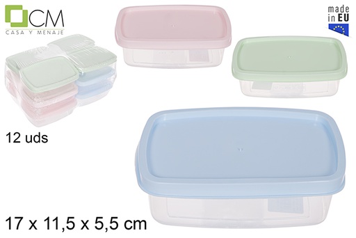 [114398] Fiambrera rectangular tapa colores pastel 17x11 cm