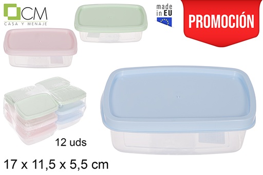 [114398] Rectangular lunch box with pastel-colored lid 17x11 cm