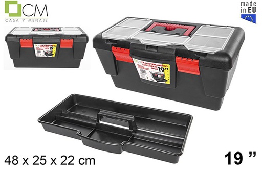 [103053] Plastic box tools with tray 48 cm 19"