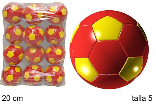 [112044] Ballon de football en cuir rouge/jaune Taille 5