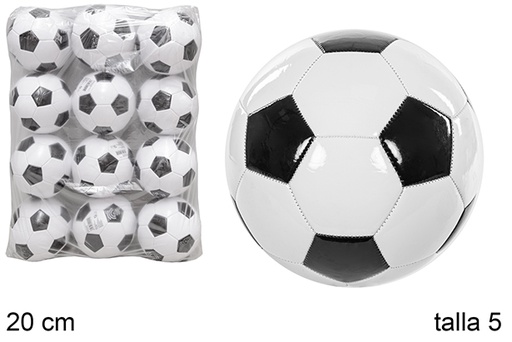 [112021] Ballon gonflé de football blanc/noir Taille 5