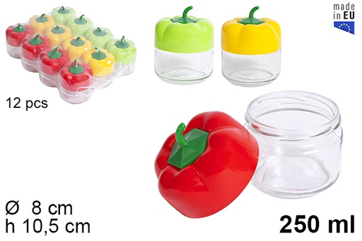 [111512] Glass jar with assorted paprika lid 250 ml