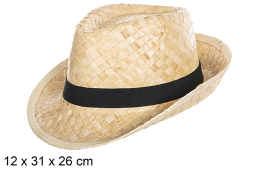 [112308] Sombrero paja Borsalino blanco con cinta negra