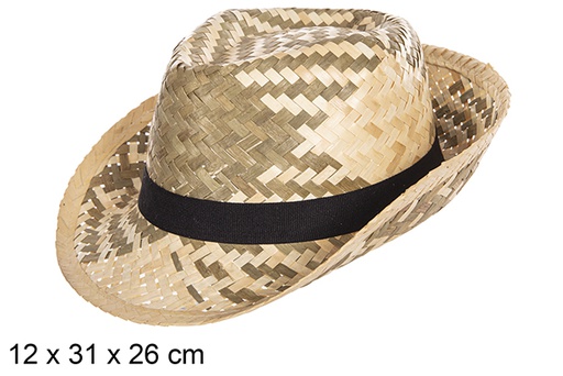 [112310] Chapéu de palha Borsalino bicolor com fita preta