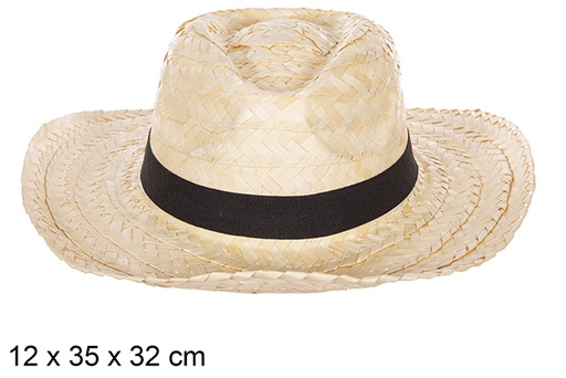 [112314] Chapeau Basic en paille blanche avec ruban noir