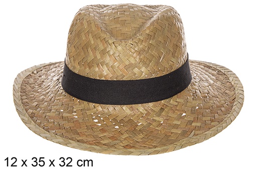 [112315] Chapeau Basic de paille de couleur avec ruban noir