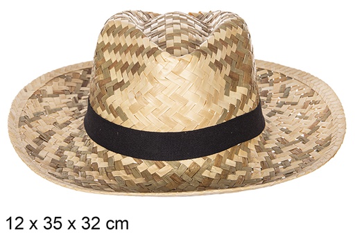 [112316] Sombrero paja Basic bicolor con cinta negra