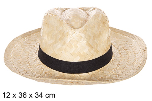 [112319] Sombrero paja Classic blanco con cinta negra