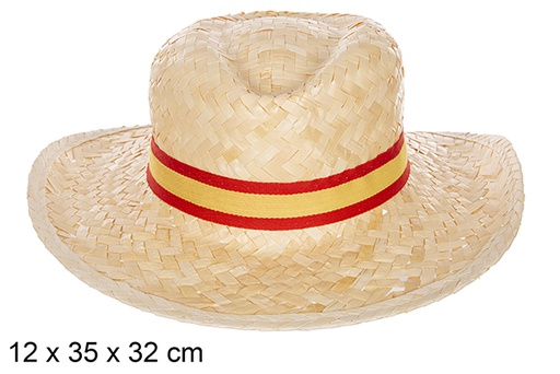 [112322] Chapéu de palha branco Basic com fita Espanha