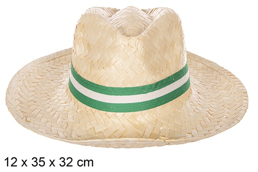 [112324] Chapeau de paille Basic blanc avec ruban Andalousie
