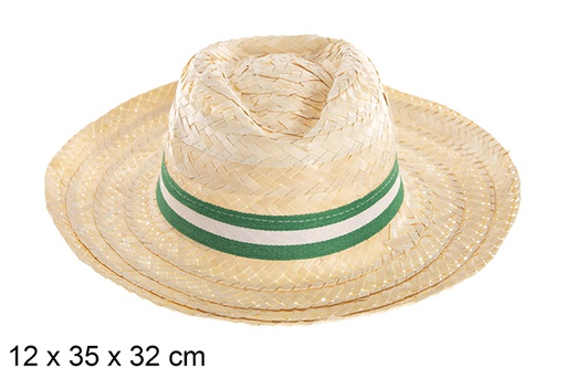 [112324] White Basic straw hat with Andalusia ribbon