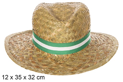 [112325] Chapeau en paille coloré  Basic avec ruban Andalousie