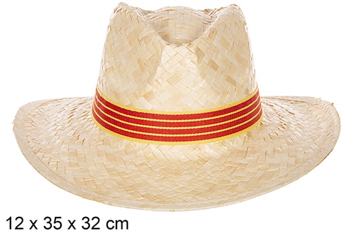 [112326] Chapeau Basic en paille blanc avec ruban Catalogne