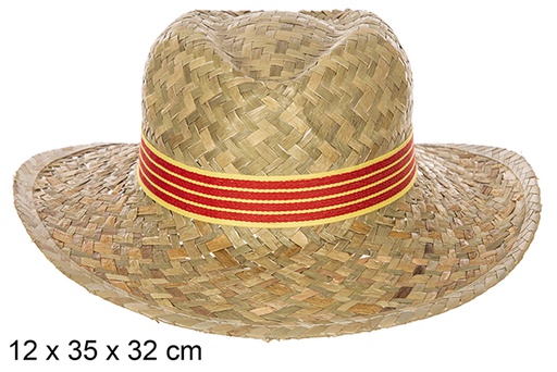 [112327] Sombrero paja basic color con cinta catalunya