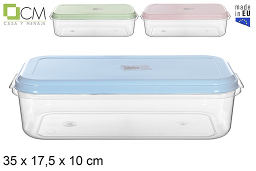 [114560] Fiambrera plástico rectangular grande tapa color pastel