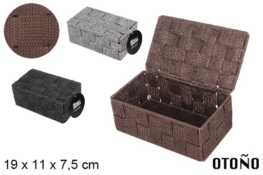 [112349] Caja nylon con tapa color surtido negro/gris/marron 19x11x7.5cm