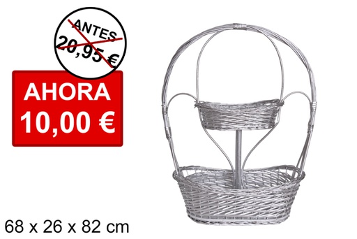 [047580] Double silver baskets Christmas decoration