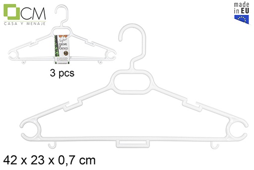 [112294] Pack 3 super cabides de plástico branco 