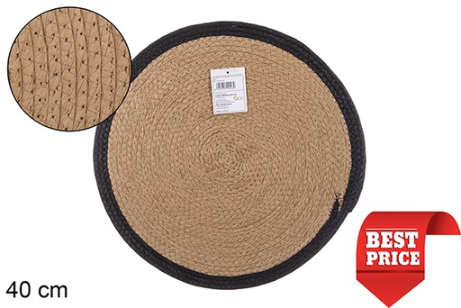 [112443] Dessous de plat en corde de papier naturel/noir 40 cm