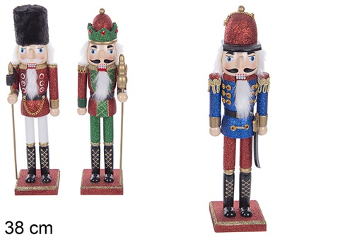 [114432] Christmas nutcracker in glitter wood assorted 38 cm