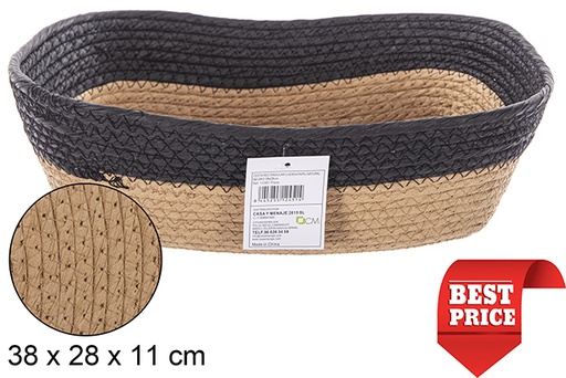 [112451] Rectangular basket rope paper natural/black 38x28 cm