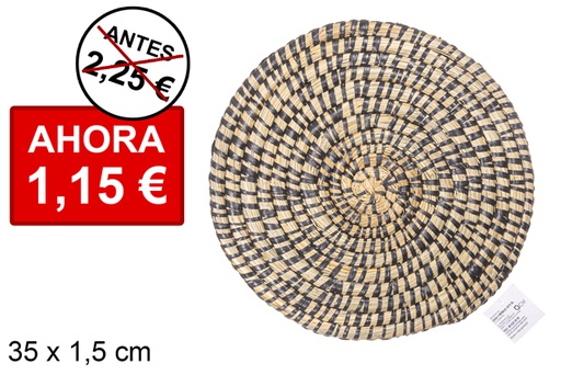 [111853] Sottopentola mais rotondo cucito in plastica nera 35 cm